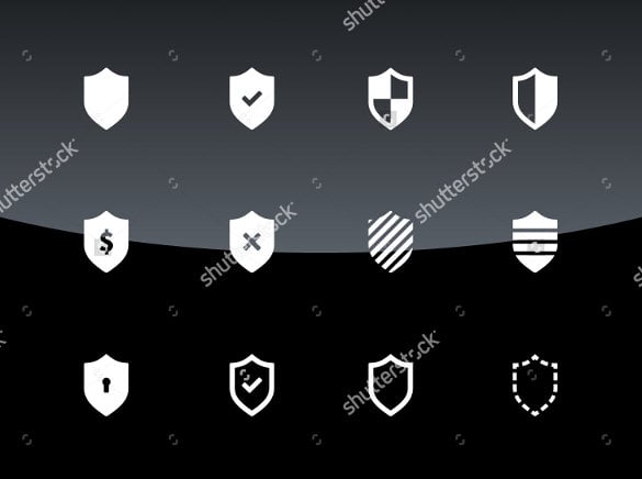security icons on black background