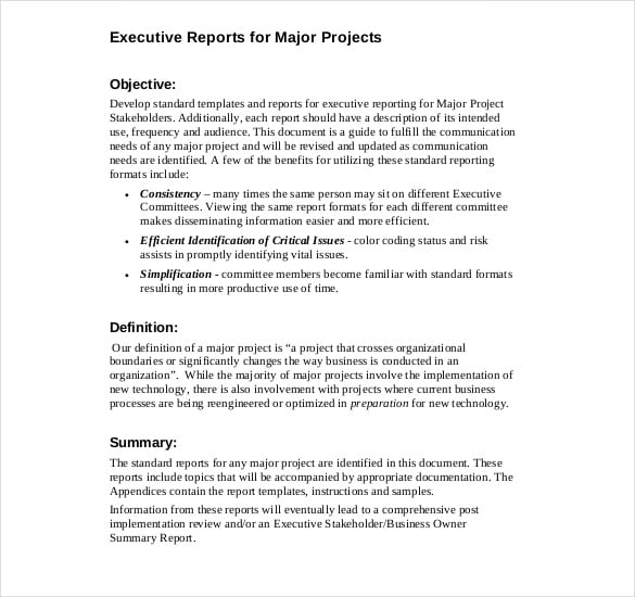 example of executive report
