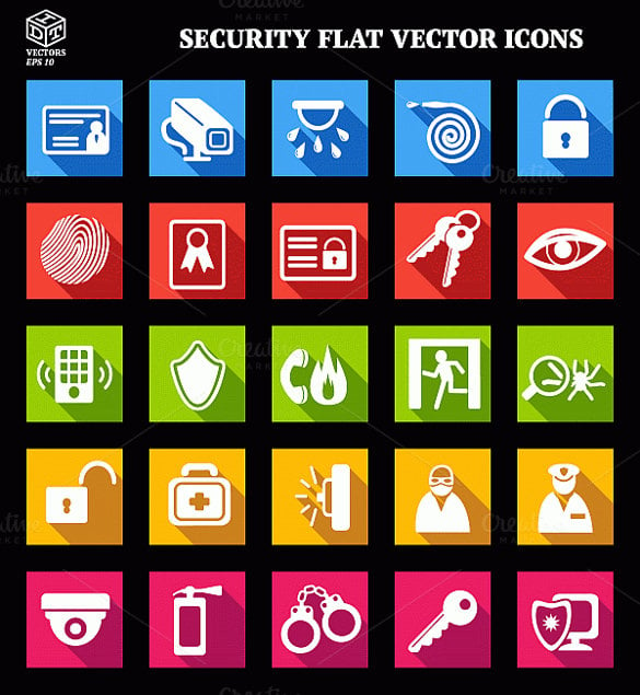 set of security icon in blackbackground
