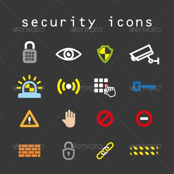 coloured set of security icons