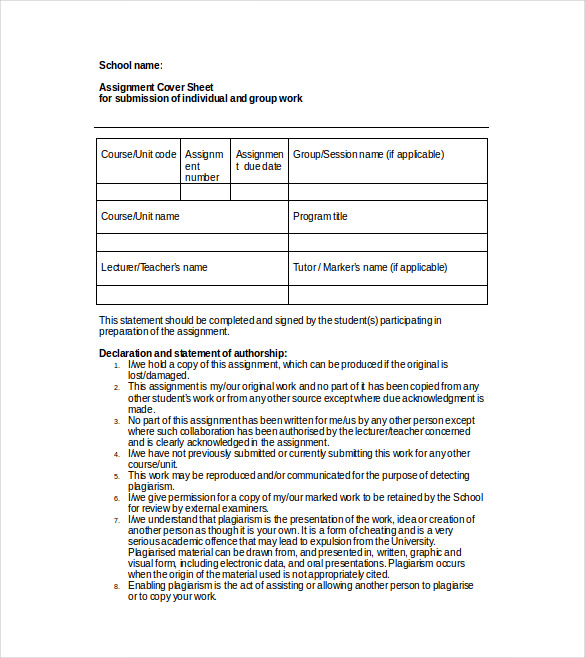 Cover Sheet Template 10 Free Word PDF Documents