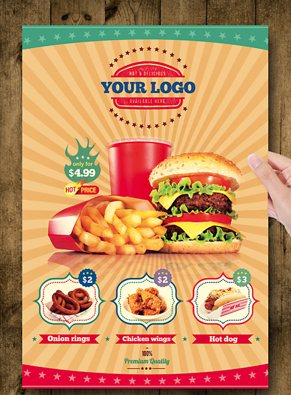 colorful food logo a4 flyer template download
