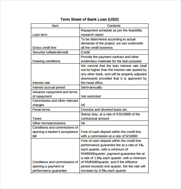 17 Term Sheet Template Free Word PDF Documents Download