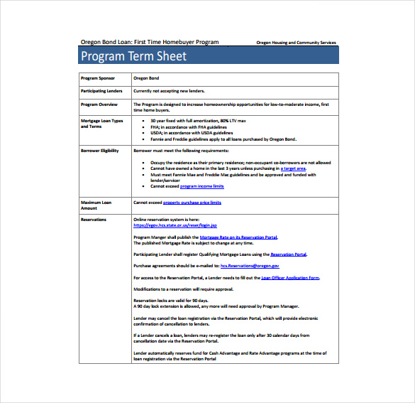 14+ Term Sheet Templates - Free Sample, Example, Format Download!