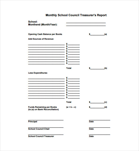 Treasurer Report Template 20 Free Sample Example Format Download