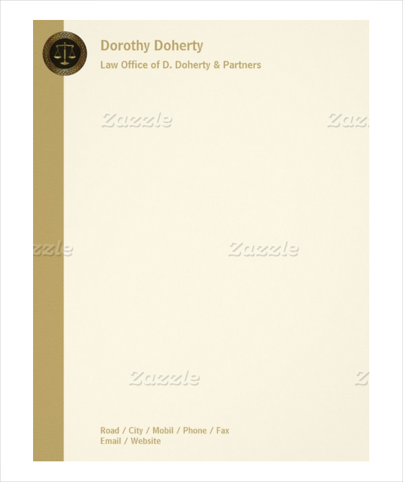 golden scales of justice example letterhead law firm letterhead