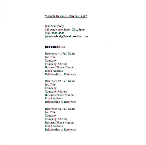 resume reference sheet free pdf template download