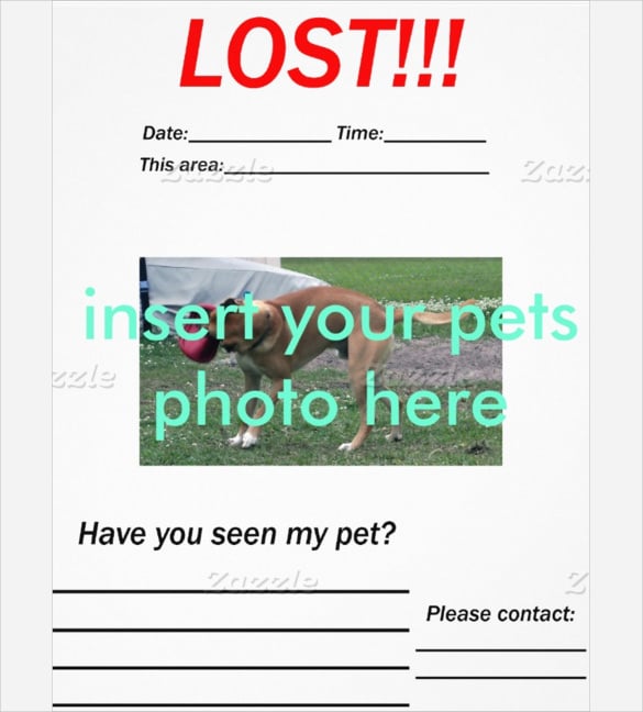 easy to print lost pet flyer template