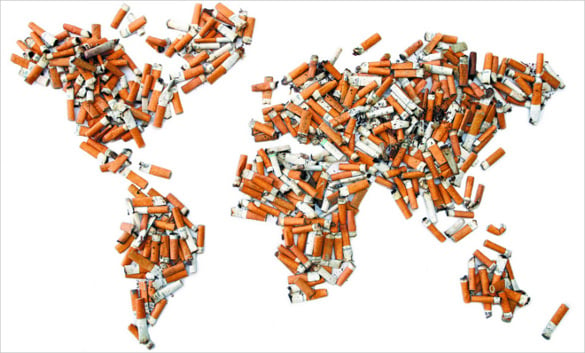world map designed with cigarette