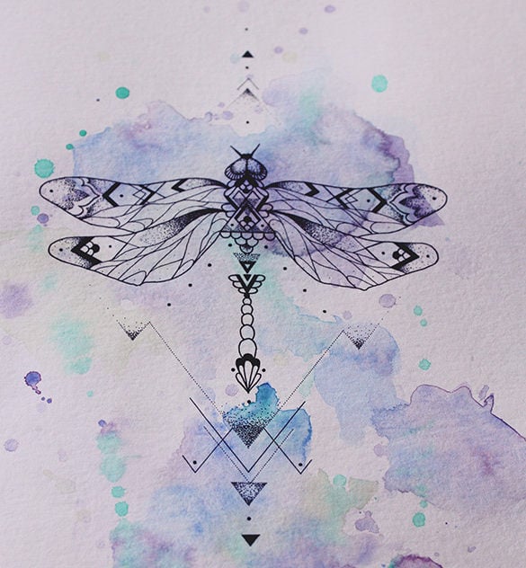 my modernist dragonfly geometric tattoo