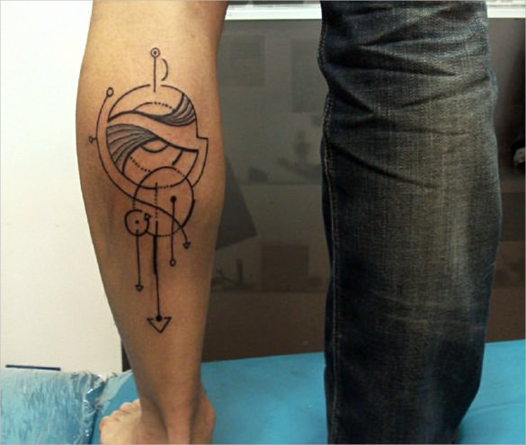 Awsome Design of Geometric Tatto on Leg