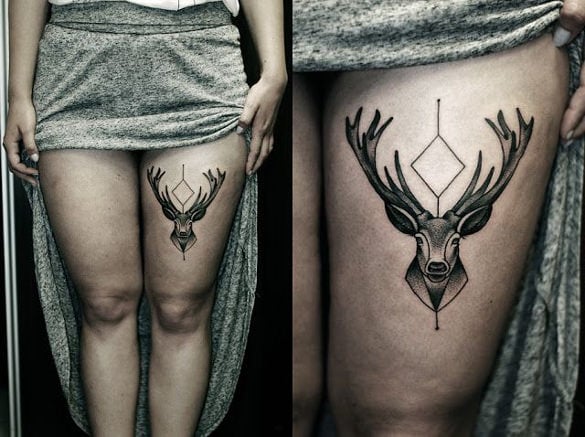 design geometric tattoo on thigh