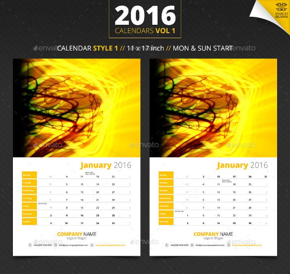 design 2016 calendar template