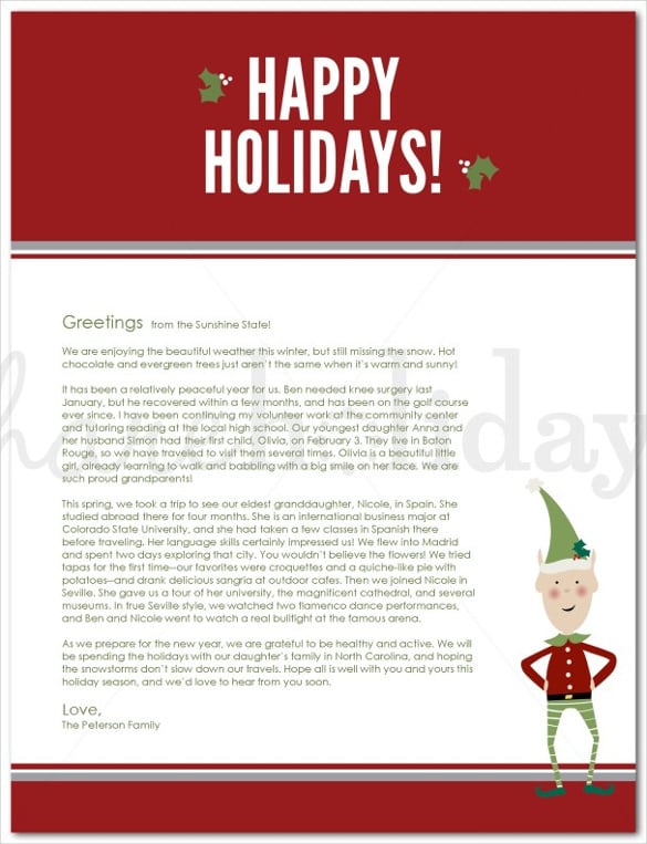 Holiday Letter Template The O Guide