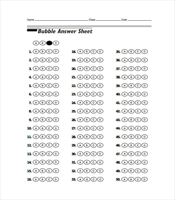 bubble answer sheet pdf template free download