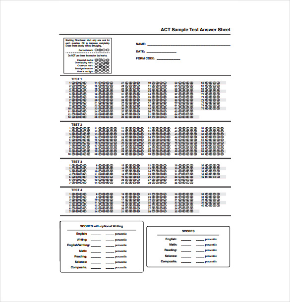 Sat Answer Sheet Printable Printable World Holiday