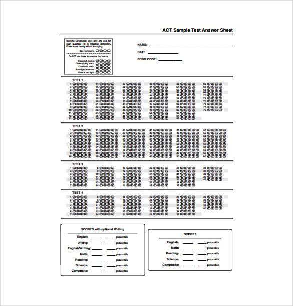 20 Answer Sheet Templates Pdf Doc 6712