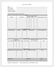 Daily Activity Report Template Sample