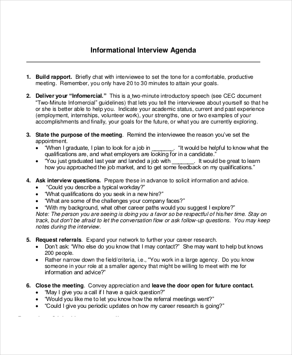 informational interview agenda