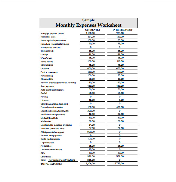 11+ Expense Sheet Templates – Free Sample, Example, Format Download