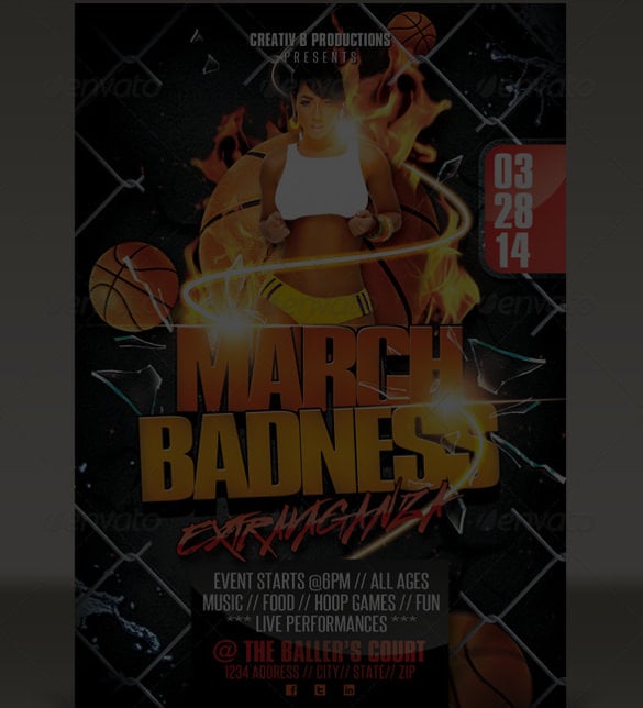 march badness basketball party flyer template