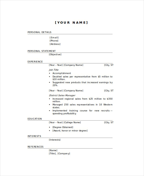 Sales Manager Resume Template 7 Free Word Pdf Documents Download