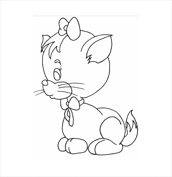 cute and sweet cat drawing free template download