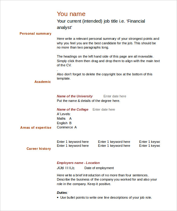 CONFUSEDSKY Free Cv Templates Printable