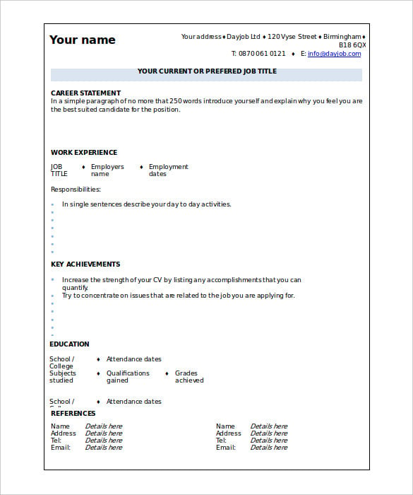 40 blank resume templates free samples examples