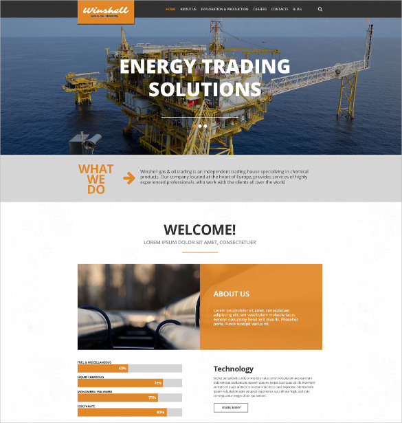 gas oil trading wordpress scrolling website theme
