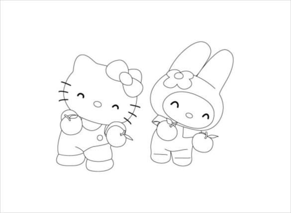 Premium Vector  Hello kitty line art vector sketch