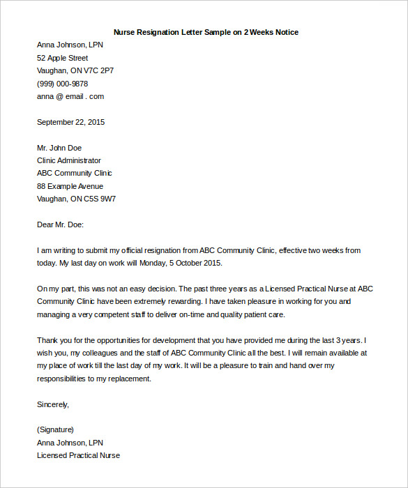 36+ Two Weeks Notice Letter Templates - PDF, Google Docs, MS Word ...