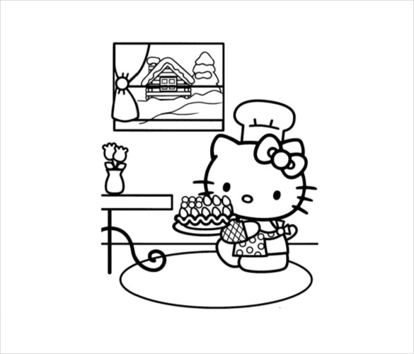 Drawings To Paint & Colour Hello Kitty - Print Design 016