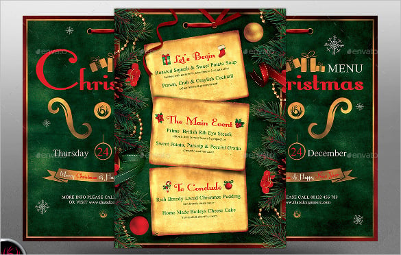 christmas holiday menu template