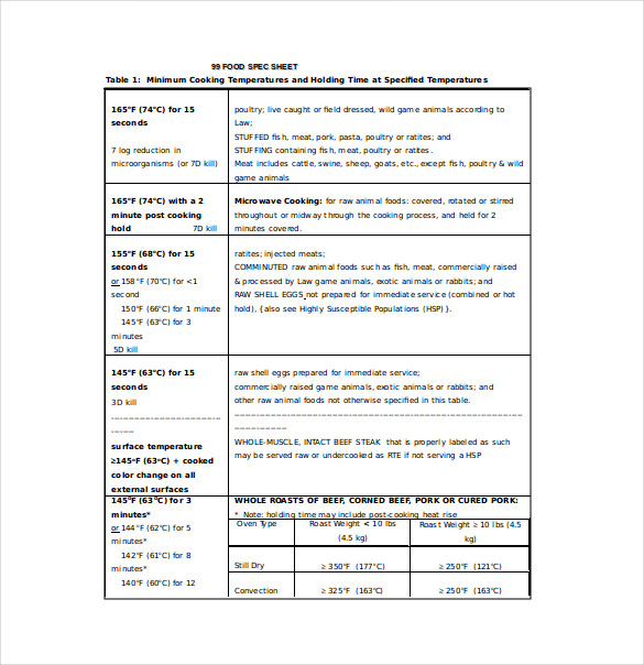11+ Spec Sheet Templates PDF, DOC