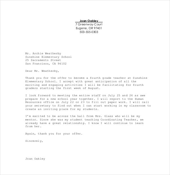 job award letter