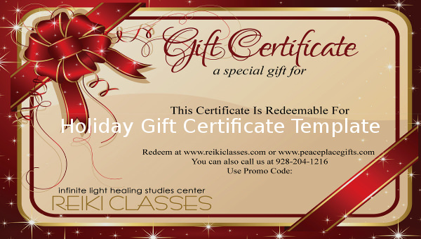 holiday gift certificate template