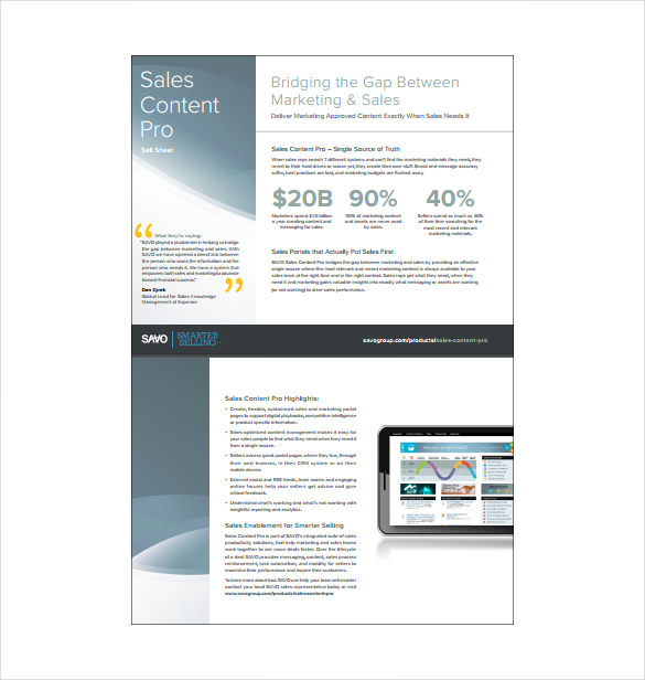 sales content pro sell sheet pdf free download