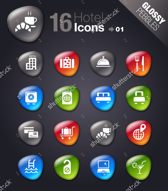 glossy pebble hotel icons