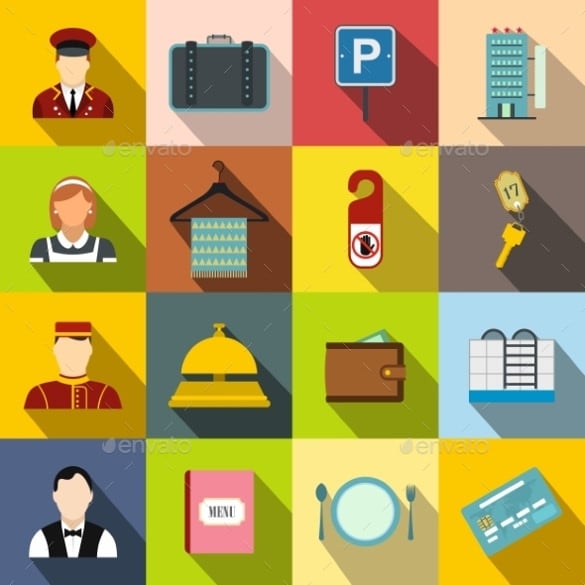 modern coloured hotel icons download