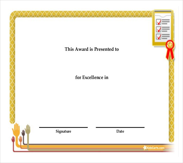 achievement award certificate template