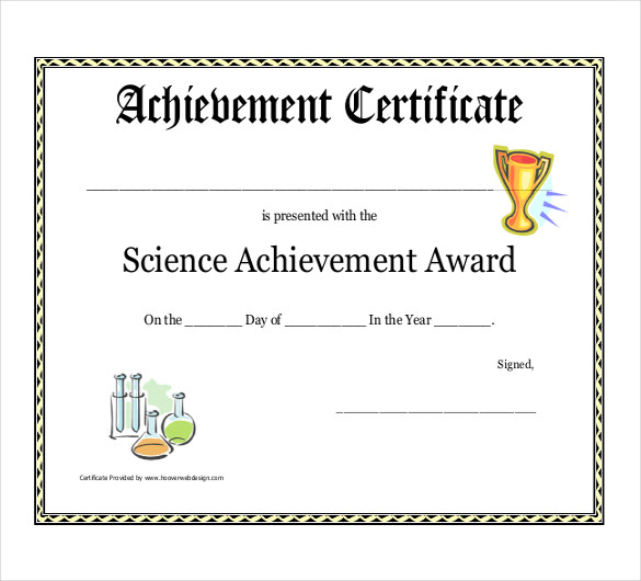 science achievement award certificate
