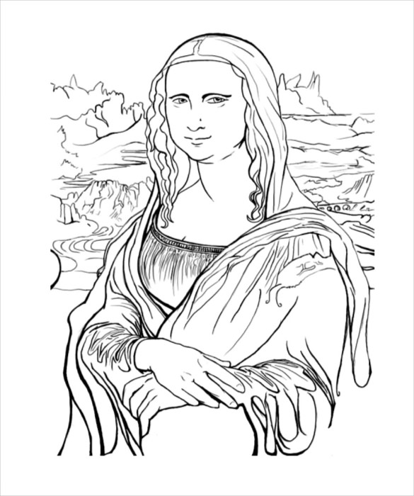 mona lisa coloring page