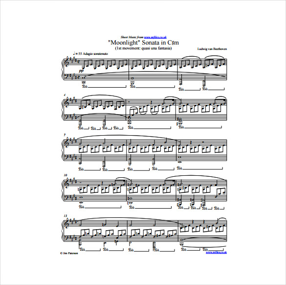 moonlight sonata sheet music pdf template free download