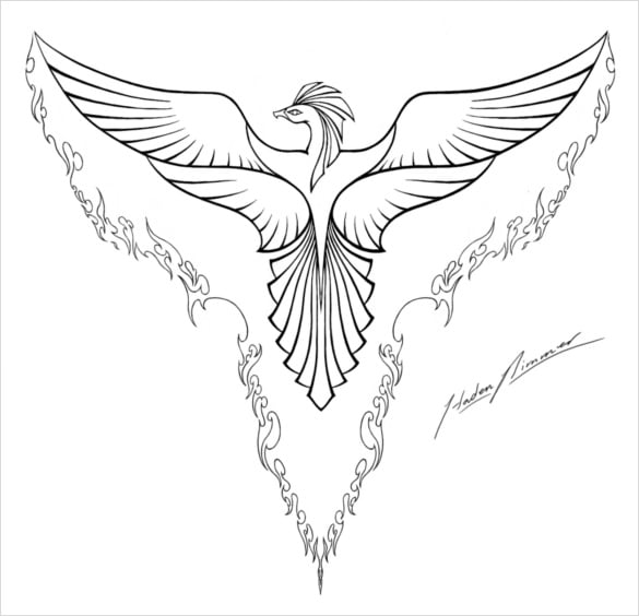 phoenix coloring drawing download for free