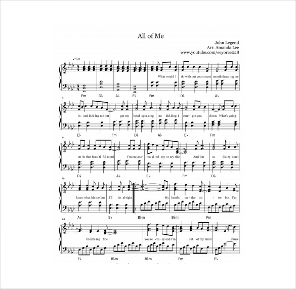 all of me sheet music pdf template free download