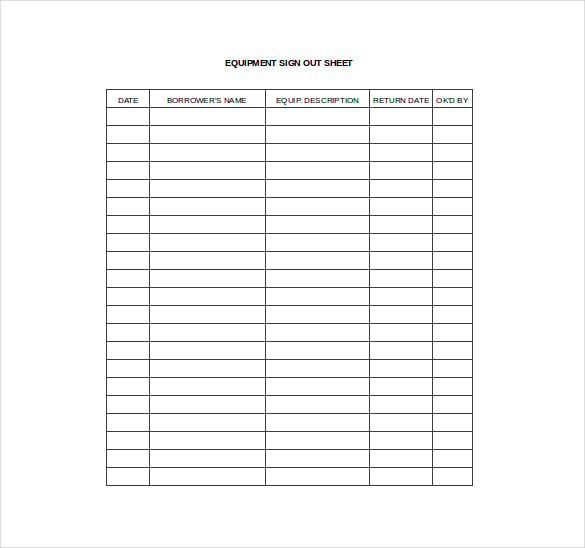 equpimane sign out sheet excel template free download