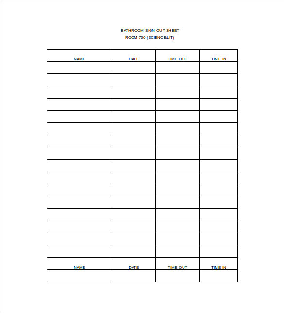 20 Sign Out Sheet Templates Sample Example Format Download