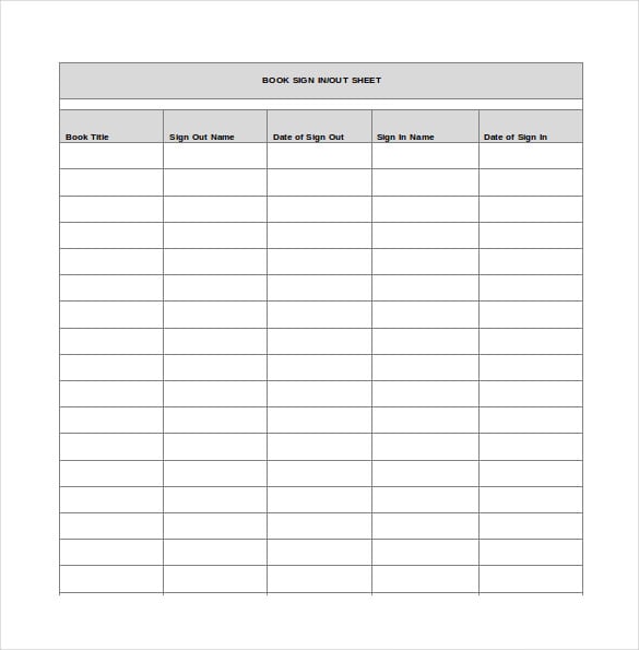 book sign out sheet word template free download