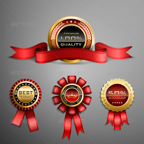 red award ribbons and golden medals